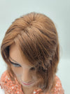 Light brown loose wave lace hair topper, 16 inch Remy human hair, front view