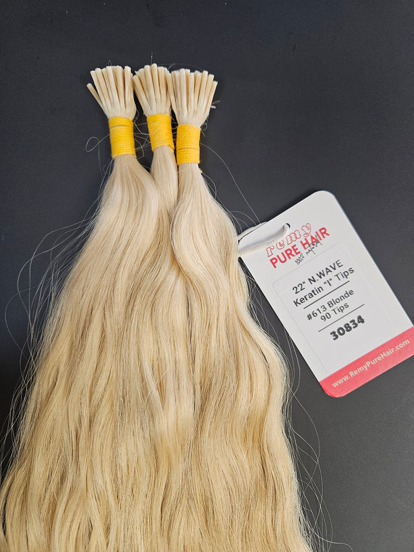 22 Inch Micro Ring/I Tip Keratin Hair Extensions - 613 Platinum Blonde - Total 90 strands - 30834
