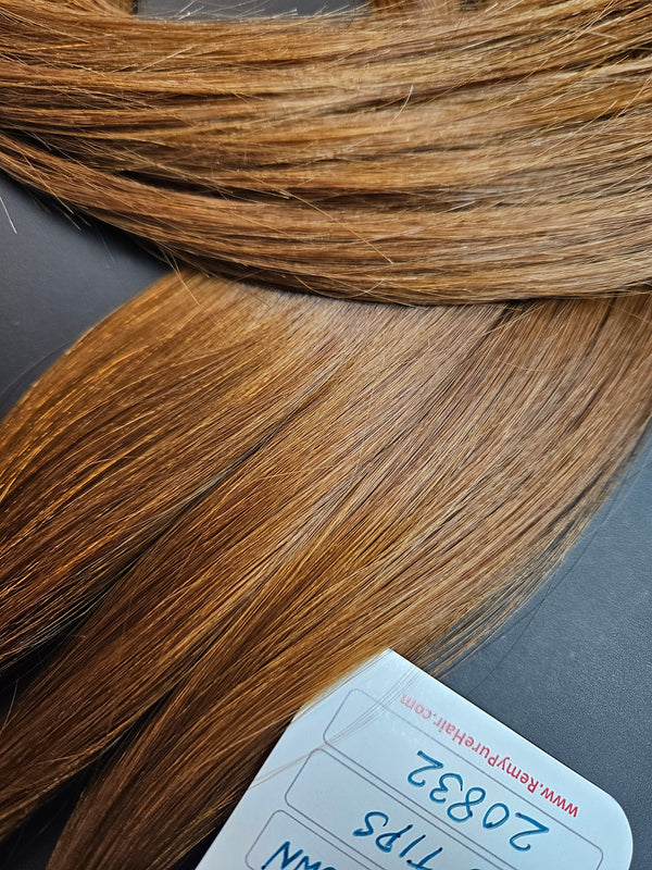 22 inch Keratin I tips - #8 Light Chestnut Brown - Total 90 strands