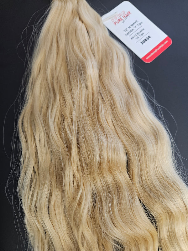 22 Inch Micro Ring/I Tip Keratin Hair Extensions - 613 Platinum Blonde - Total 90 strands - 30834