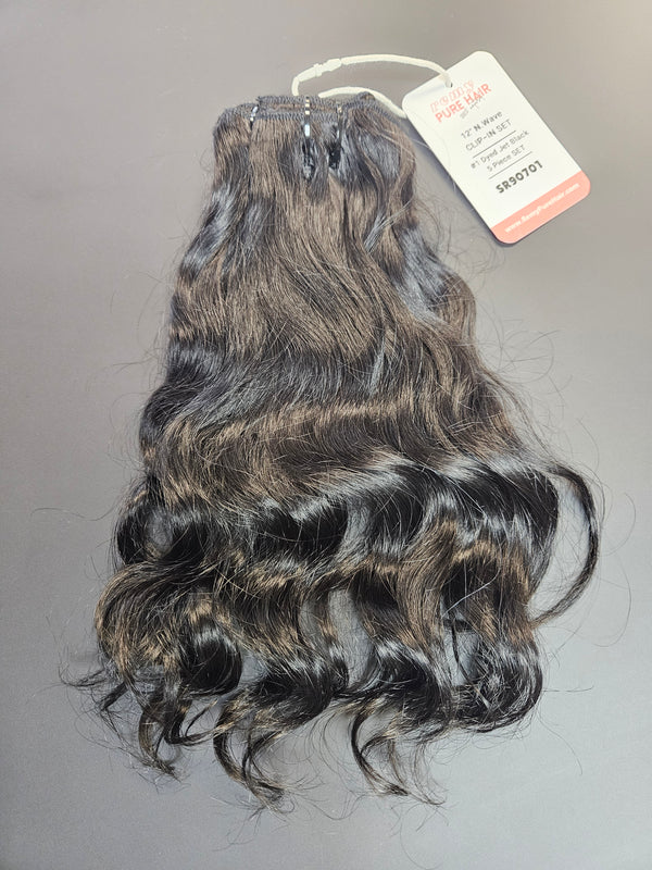 12" Clip-in SET - PURE Jet Black Dyed hair