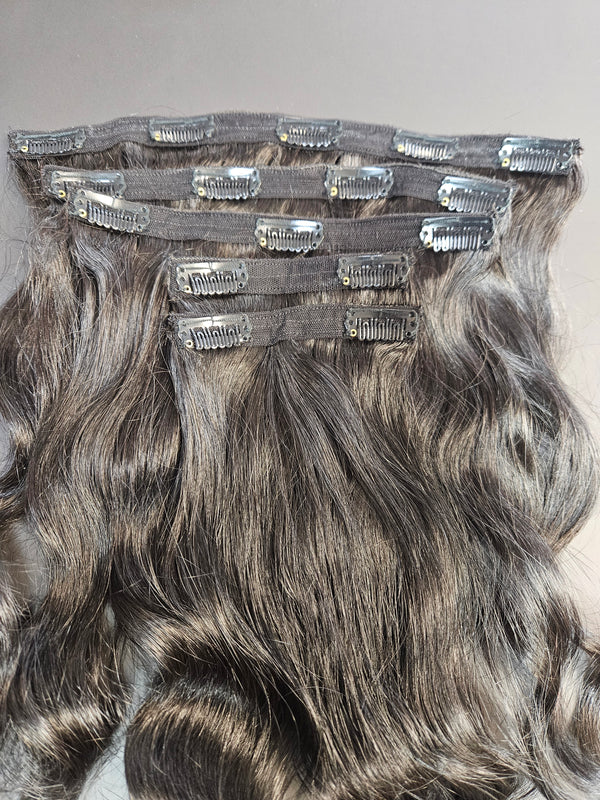 12" Clip-in SET - PURE Jet Black Dyed hair
