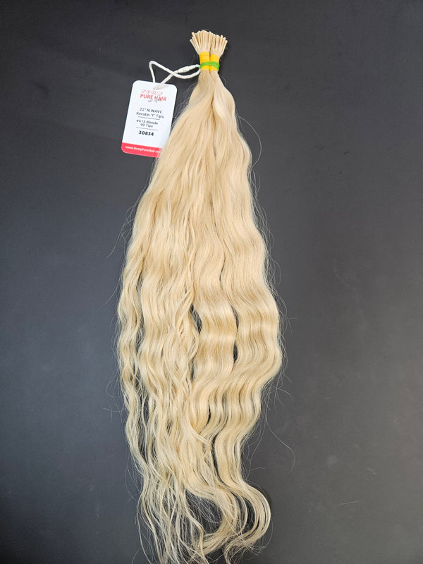 22 Inch Micro Ring/I Tip Keratin Hair Extensions - 613 Platinum Blonde - Total 90 strands - 30834