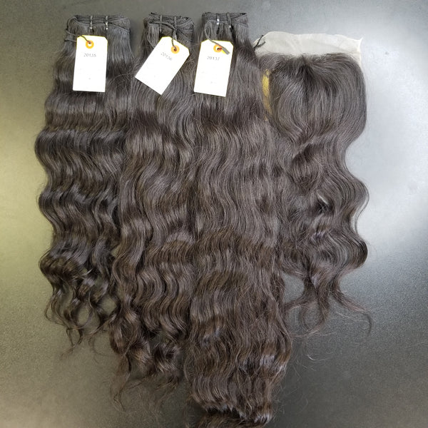 Wavy Virgin Weaves 3 Bundle & Closure Deal