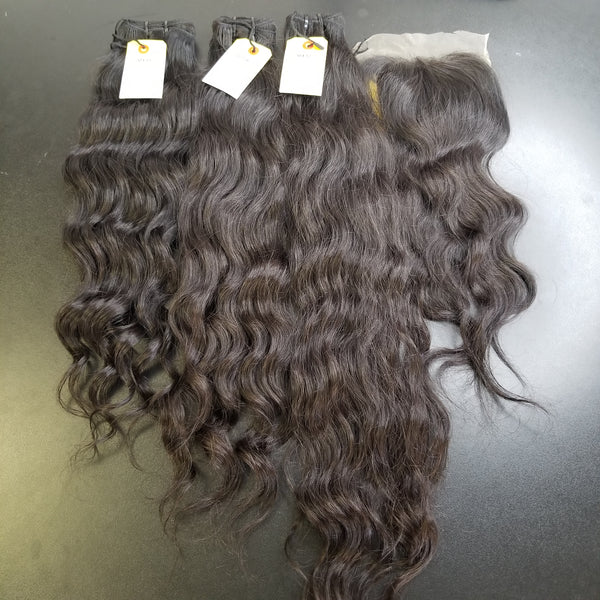 Wavy Virgin Weaves 3 Bundle & Closure Deal