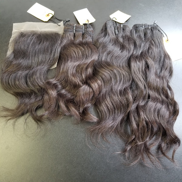 Wavy Virgin Weaves 3 Bundle & Closure Deal