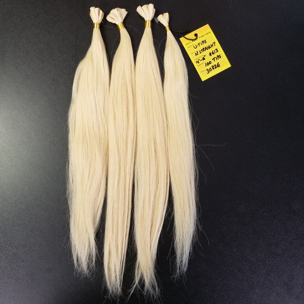16 inch U-Tip Keratin Hair Extensions - #613 Platinum Blonde - Total 100 strands