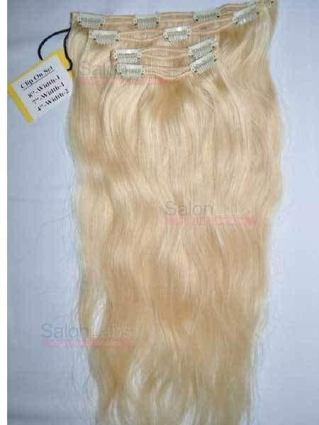 Remy Pure Natural Wavy #613 Platinum Blonde - 4 Piece CLIP-IN Set