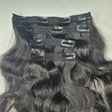 4 Piece 3 Layer Clip-in SET - REMY Pure Hair Extensions - Natural Black 01B