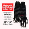 Remy Pure Dyed Black 16+18 Two Bundle Deal Natural Wave Hair color 001 JET Black - BD209