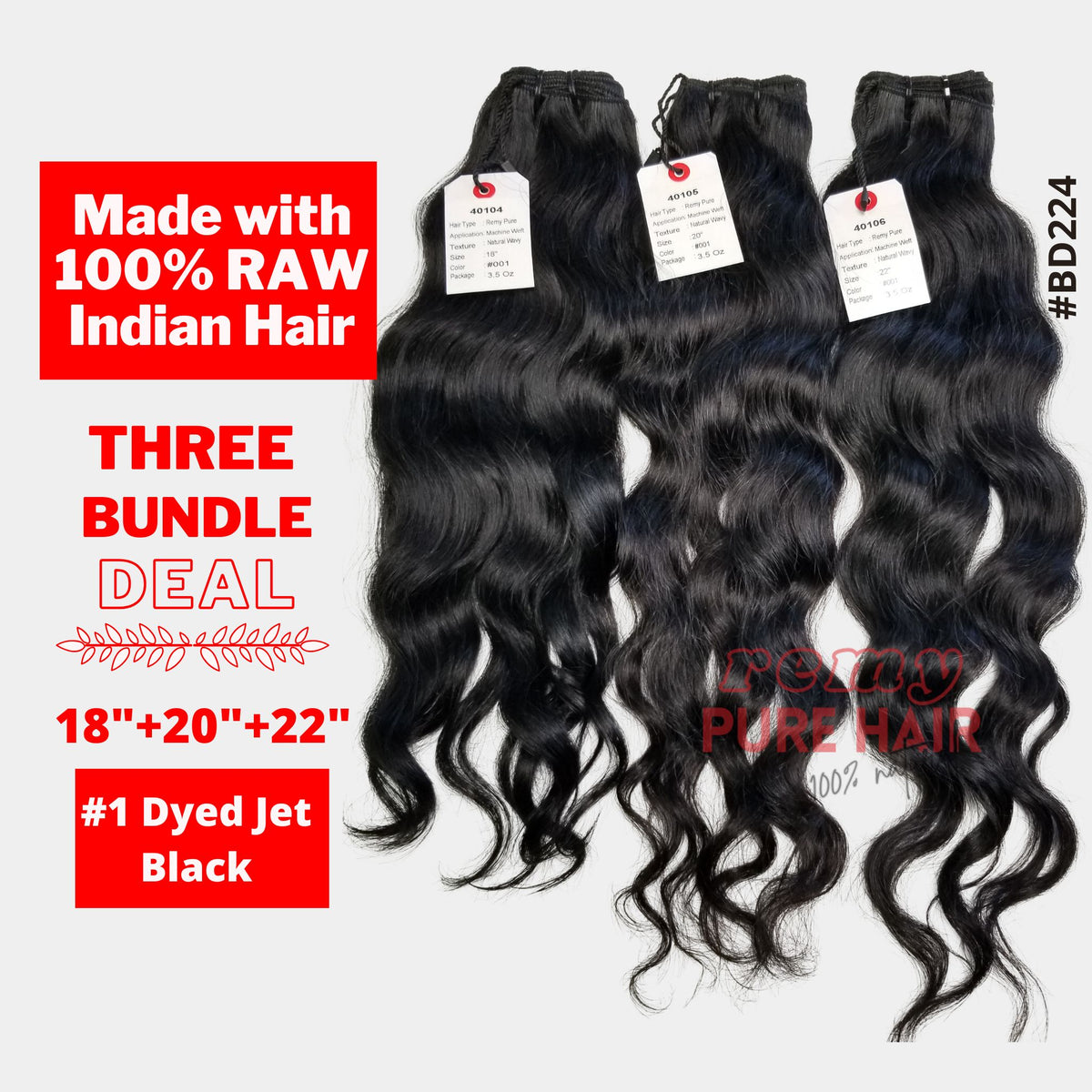 Jet Black Natural Wavy Bundles