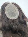 Close-up of Dark Brown #2 Remy hair on lace base topper