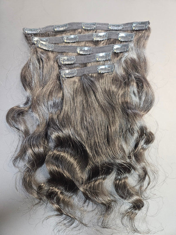 12" Clip-in SET - PURE Jet Black Dyed hair