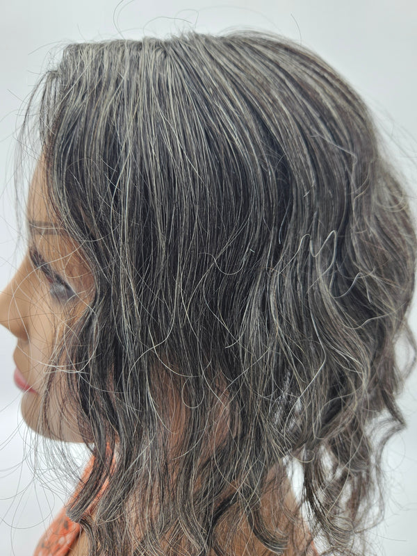 Gray Hair Topper | 14" Remy Human Hair