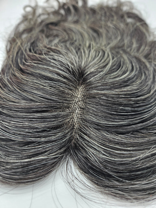 Gray Hair Topper | 14" Remy Human Hair
