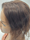 Dark brown loose wave lace hair topper, 14 inch Remy human hair, side view