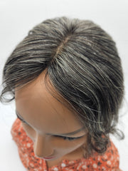 Gray Hair Topper | 14" Remy Human Hair