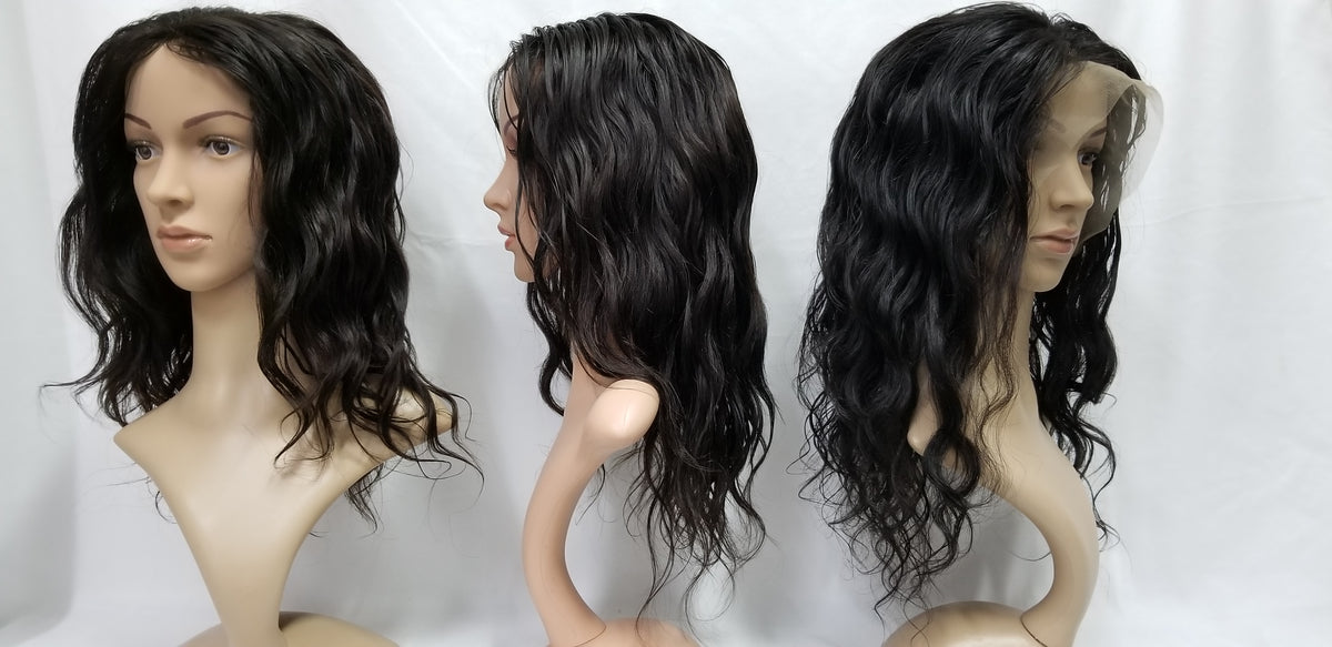 Remy Pure Natural Wavy Full Lace Wig for Women – #1B Natural Black