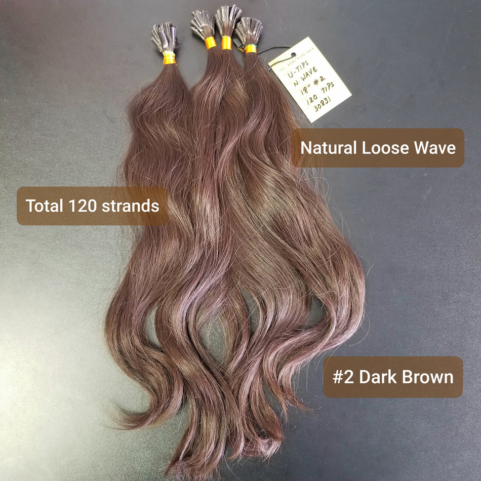 18 Inch U Tip Keratin Hair Extensions - Dark Brown 002 - Total 120 strands