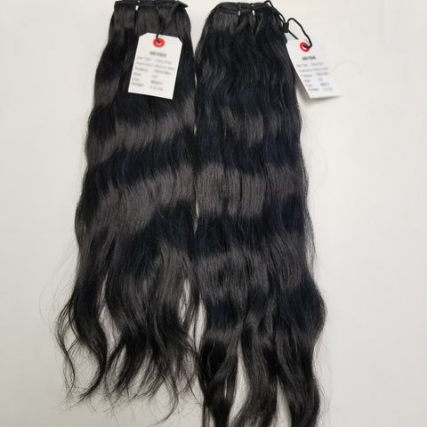 Remy Pure Dyed Black 16+18 Two Bundle Deal Natural Wave Hair color 001 JET Black - BD209