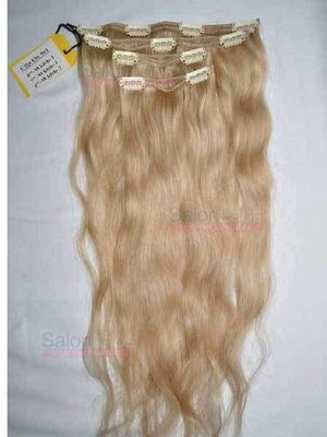 4 Piece CLIP-IN Set - Remy Pure Natural Wavy 20 Golden Blonde #18
