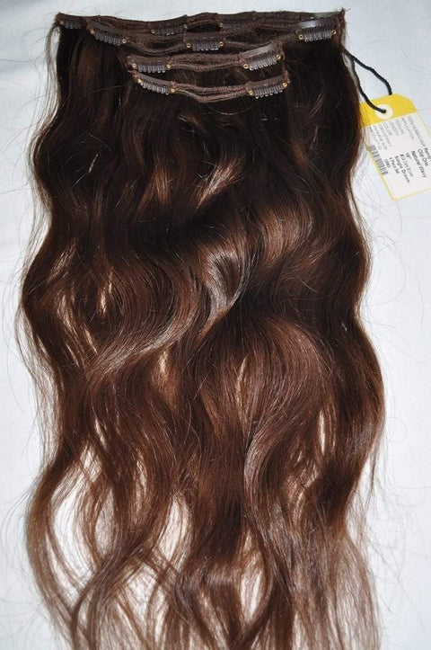 CLIP-IN Sets - Remy Pure Natural Wavy - 4 Piece Set - Brown Shades