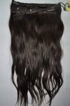 2 Piece Clip-in SET - Remy Pure Natural Wavy 18 Inch Darkest Brown #2