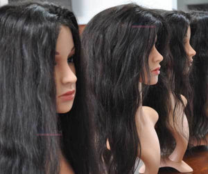 Full Lace Wigs - Remy Pure Natural Wavy Natural Black #01B